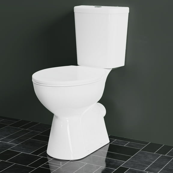 Tall Toilet Elongated 18" High Toilets for Seniors, Dual Flush & Rear Outlet, White P-trap Toilet include Extra Tall Toilet & Water Tank for Bathroom