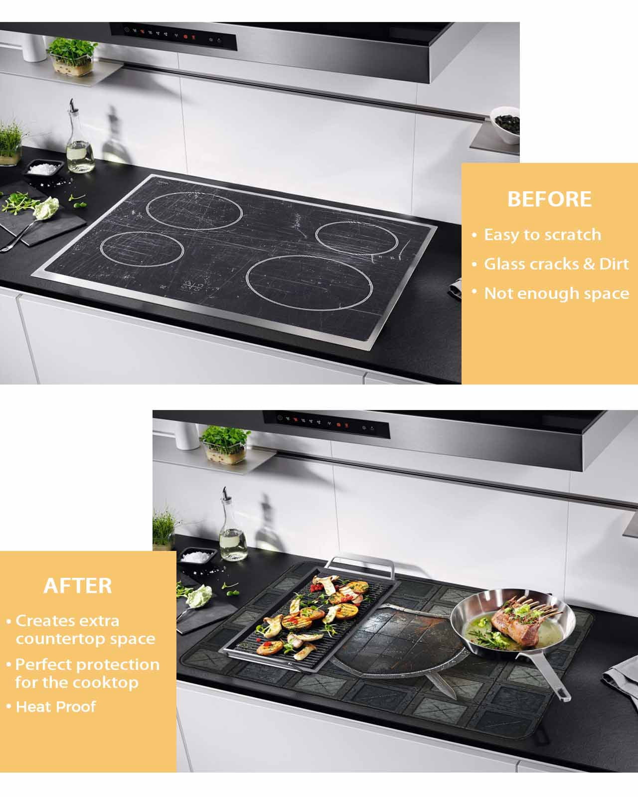 Large Induction Cooktop Protector Mat Farmhouse Shields Stove Top Covers for Electric Stove, Modern Vintage Shabby Chic Plaid Decorative Stove Burner Cover Mats, Glass Top Stove Cover