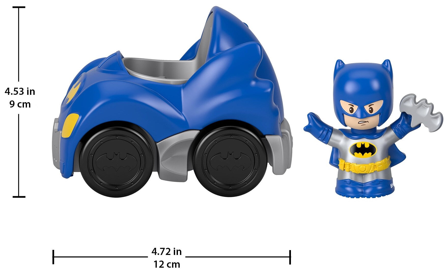 Fisher Price Little People Wheelies DC Super Friends Batman Blue Car New 