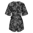 thumbnail image 4 of pstuiky Summer Dresses for Women, Flower Print T Shirt Dresses for Women Ruffles Midi Dress Casual Short Sleeve V-Neck Vacation Dresses for Women Holiday Gifts Black XL, 4 of 5