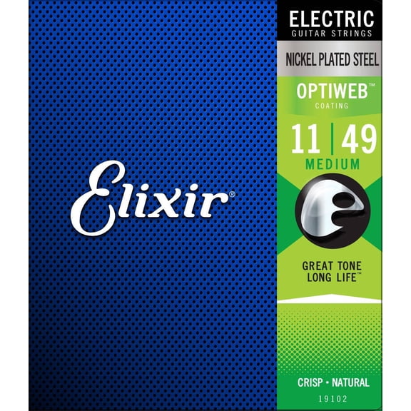 Elixir Strings 19102 Electric Guitar Strings with OPTIWEB Coating, Medium, 11-49