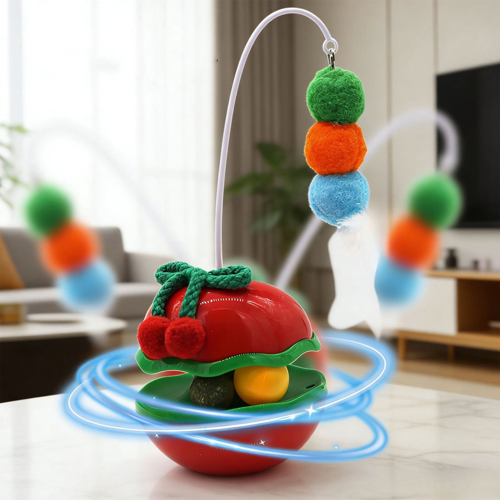 Cat Toy Interactive Ball, Catnip Filled Rolling Ball for Kitten with Bell, Self-Entertainment Kitten Teaser for Indoor Cats