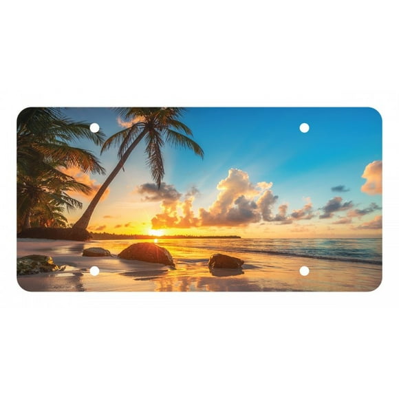Beach Sunset Unbreakable Plastic License Plate