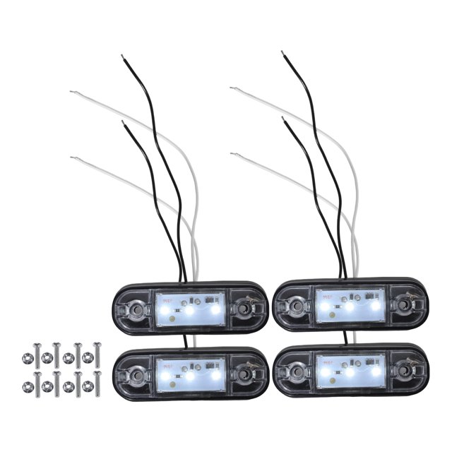 Unique Bargains Luz de marcador lateral delantera trasera 3 LED sellada para camión, caravana, furgoneta, camión, RV, plástico, blanco (juego de 4)