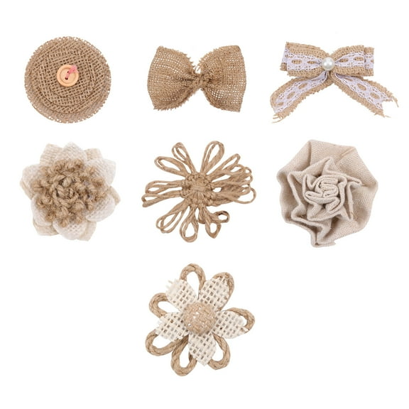 7pcs Linen Bow-knot Accessries Christmas Tree Decorative Bows Wedding Supplies