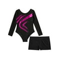 thumbnail image 3 of iiniim Kids Girls Shiny Long Sleeve Gymnastics Ballet Leotard with Booty Boyshorts Sports Dancewear Size 4-14 Hot Pink 12, 3 of 7