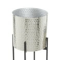 thumbnail image 5 of DecMode 24", 32"H Indoor Outdoor Silver Metal Planter with Removable Stand (2 Count), 5 of 12
