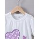 thumbnail image 2 of Girls' Summer Short Sleeve T-Shirt with Heart Plaid Print, Casual Crew Neck Knit Top, 95% Cotton 5% Spandex, Slight Stretch, Regular Fit - Knit Fabric Weave, 2 of 6