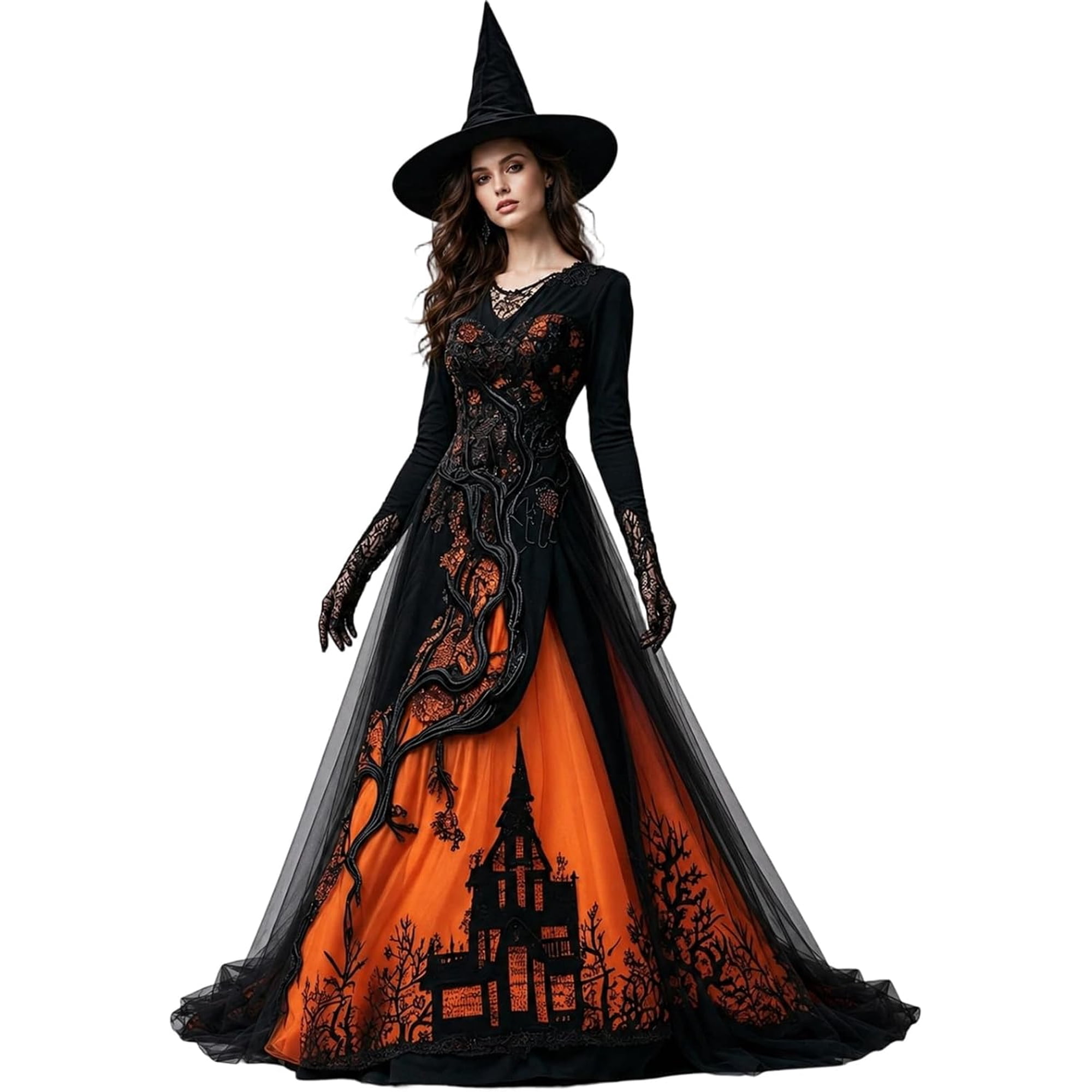 Renaissance Dress Halloween Costumes Treehouse Thorns Witch Gothic, Victorian Dress for Women, Medieval Cosplay Vintage Costume for Party