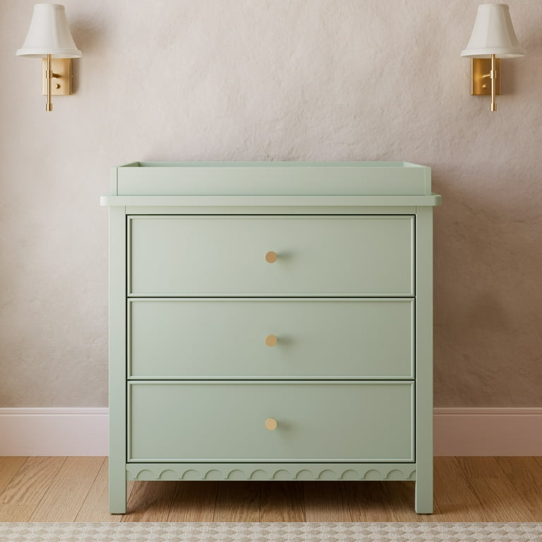 Graco Sasha 3 Drawer Infant Chest with Changing Topper, Sage