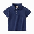 thumbnail image 2 of Xudanell Boys Summer T Shirts Solid Color Boys Polo Shirts Gentle Round Neck Tee Clothes Navy 2-3 Years, 2 of 4