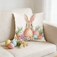 thumbnail image 2 of Easter Pillow Covers with Rabbits and Egg Patterns, Decorative Linen Throw Pillow Cases, Square Cushion Covers for Sofa Couch Home Holiday Decor, 2 of 6