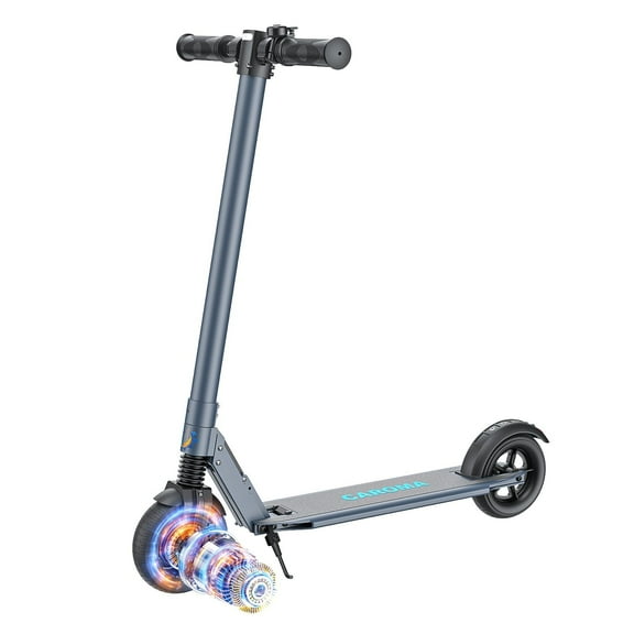 Caroma Electric Scooter, 15.5 Miles Range, 15.5Mph, 6.5" Solid Tires Electric Scooter Adults, Foldable Commuting E Scooter with Cruise Control, Dual Braking System & Shock Absorption, Blue