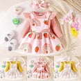 thumbnail image 4 of OJSFQUFP Baby Girl Fall and Winter Clothes Outfit Ruffle Romper Adjustable Suspender Overall Dress Bow Headband, 4 of 8
