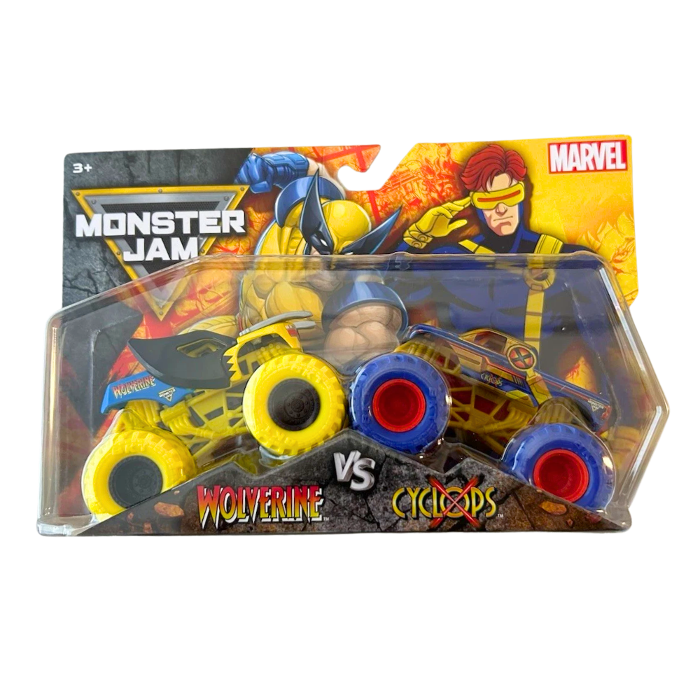 Monster Jam Marvel Wolverine vs Cyclops 1:64 Die-Cast Monster Truck 2 Pack, Series 6