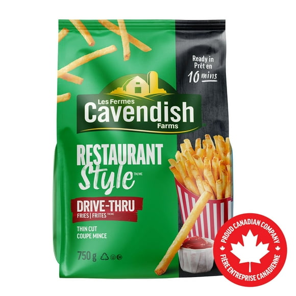 Les Fermes Cavendish Restaurant Style Drive Thru Frites | Fait au Canada | Fière entreprise canadienne 750g