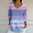 thumbnail image 2 of Sriper 3/4 Sleeve V-Neck Tops Solid Color,Plus Size Tie-Dye T-Shirts,Ladies Blouses & Tops,Loose Fit Tunic Pullover,Teens Plus Size Fashion Outfits,Camisetas Mujer Sin Estampado Hot Pink L, 2 of 5