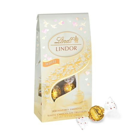 Lindt Lindor Valentine's White Chocolate Candy Truffles, 8.5 oz. Bag