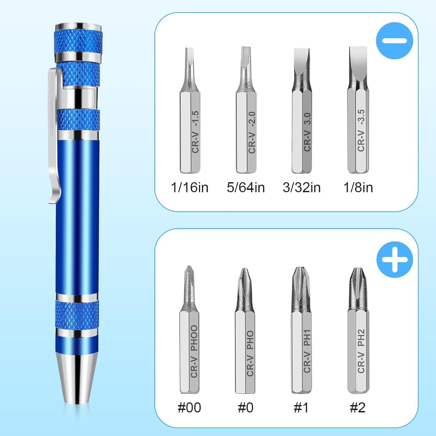 MKEUDQ-4 Pieces Pen Screwdriver, 8 In 1 Multitool Pen Set Pocket Screwdriver Mini Tools Magnetic Multi Screwdriver Pen Precision Function Crossing Flathead Screwdriver Mini Gift for Adults