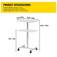 BENTISM Mobile Laptop Desk Rolling Computer Table Adjustable Laptop Desk White