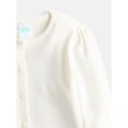 thumbnail image 2 of Wonder Nation Toddler Girls' Velour Cardigan with Long Puff Sleeves, Sizes 18M-5T, 2 of 3