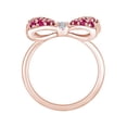 thumbnail image 3 of AFFY Round Simulated Ruby and White Natural Diamond Accent Mouse Bow Ring 10k Solid Rose Gold Ring Size-12, 3 of 3