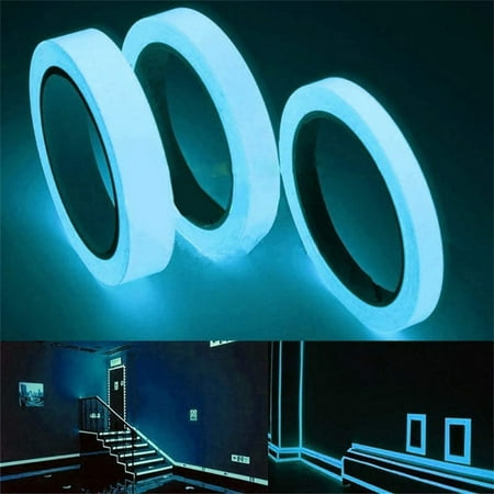

MRULIC Stickers Glow In The Dark Tape 9.8 FT Luminous Photoluminescent Luminescent Emergency Roll Safetys Egress Markers Stairs Walls Steps Exits Sign Glowing Pro Theatre Stage Floor + D