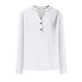 thumbnail image 6 of Womens Long Sleeve Shirts Casual V-Neck Button Blouses Tops Solid Color Lightweight Basic Loose Pullover Fall Winter Sweatshirts 2025 Clothes, 6 of 6