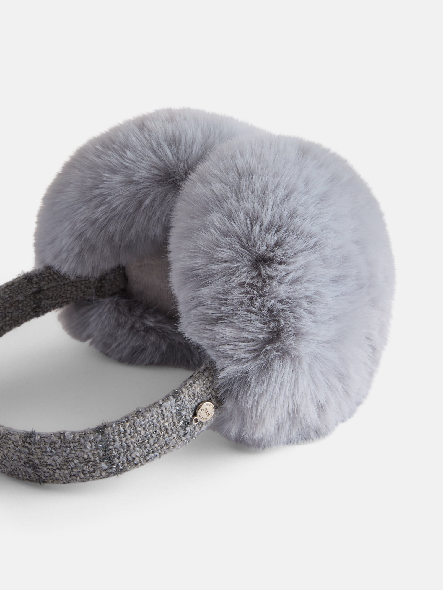 MNYC Women's Boucle Sequin Trim Earmuff, Gray