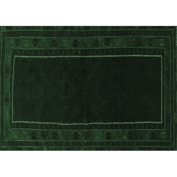 Ahgly Company Indoor Rectangle Persian Emerald Green Traditional Area Rugs, 2' x 5'