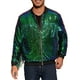 thumbnail image 1 of Chaqueta Varsity Brillante INSPIRE CHIC para Hombre con Cremallera, Chaquetas de Béisbol Bomber con Lentejuelas Brillantes de los 70, S Verde, 1 of 5