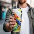 thumbnail image 5 of Macaw Parrot In Tree Bird Watercolor 20oz Insulated Water Bottle Skinny Tumbler Includes Straw, 5 of 7