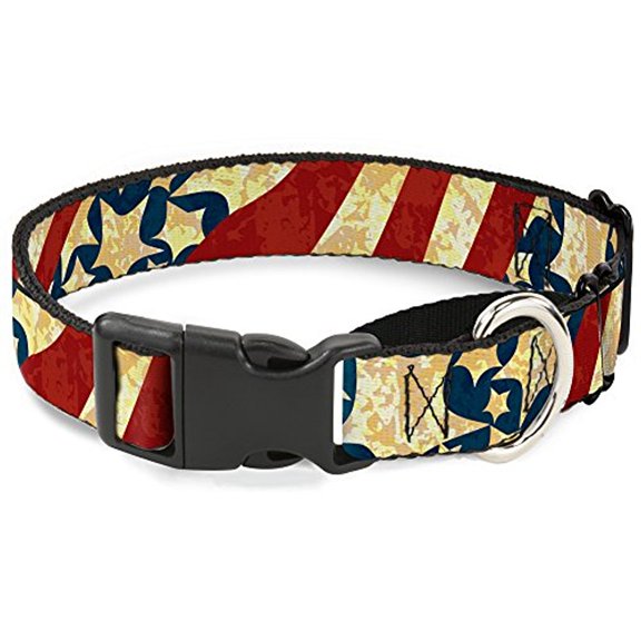 Buckle-Down Americana Diagonal Vintage Stars & Stripes2 Martingale Dog Collar