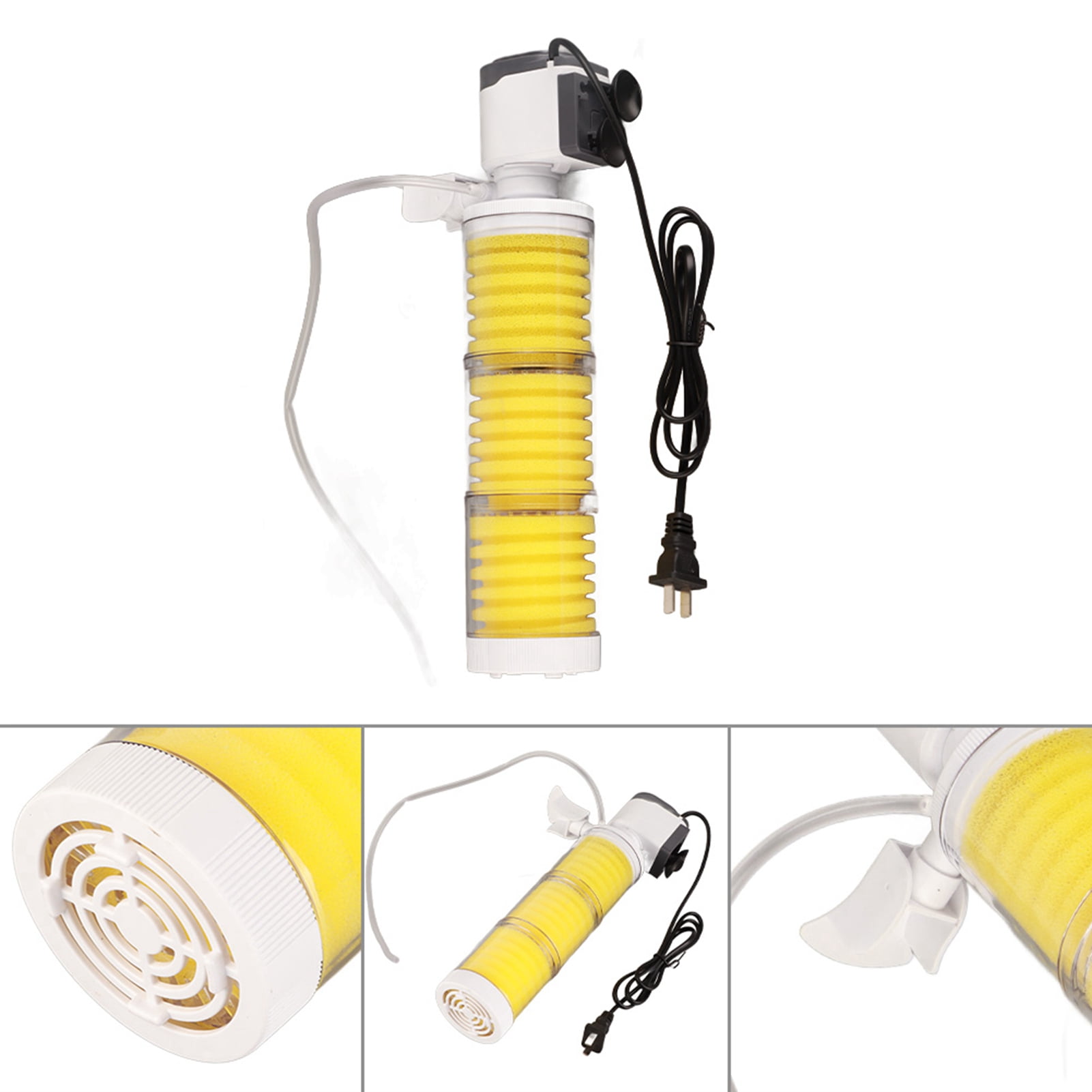 YAHHU 3 in 1 Aquarium Filter Oxygen Air Pump Submersible Fish Tank Water Pump Tools (WP-3300B), Corded Electric Internal Multi-Stage Filtration System for Aquatic Pets