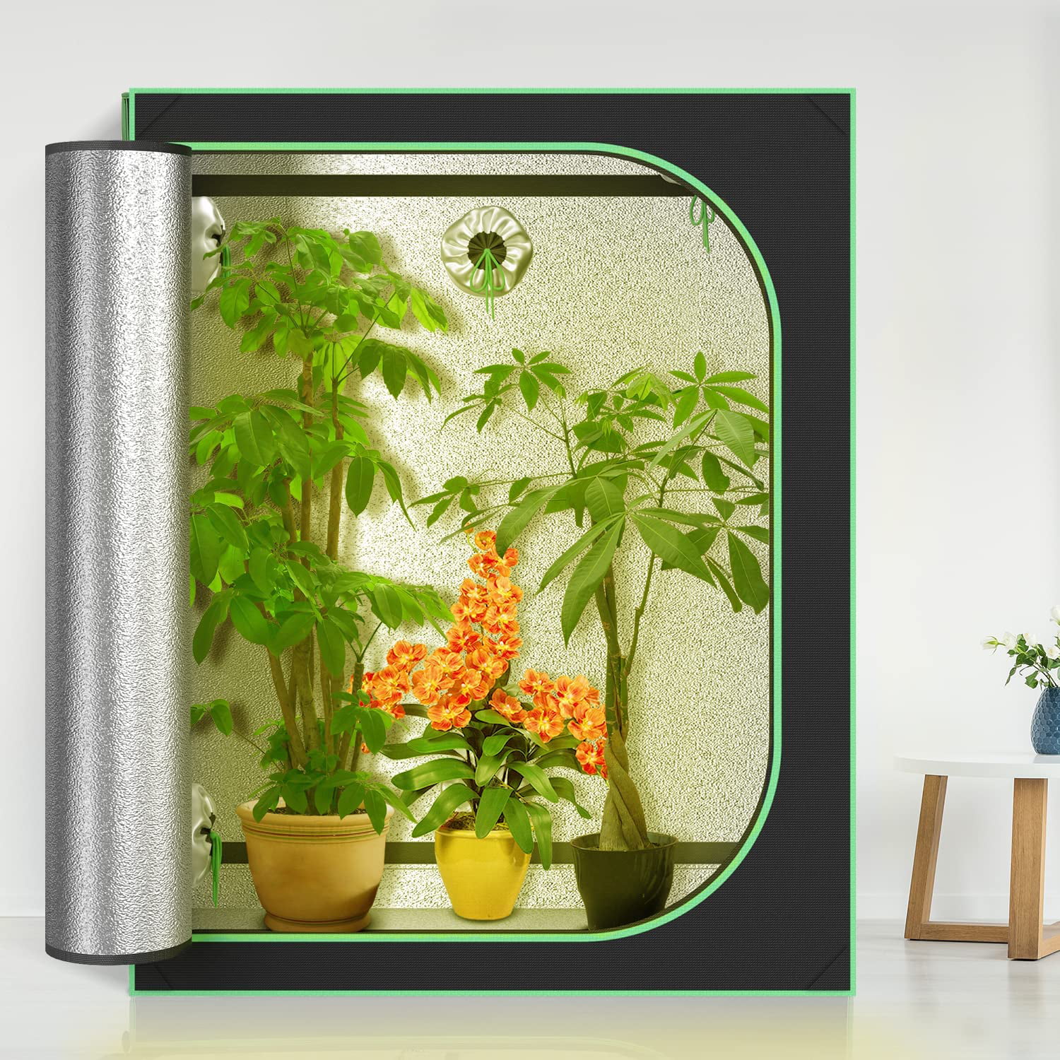2x2 Grow Tent S223, 1-2 Plants Use, High Reflective Mylar with Observation Window and Floor Tray for Hydroponics Indoor Plant 4′′ x 24′′ x 36′′
