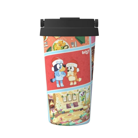 Saiise Bluey Print Travel Coffee Mug 16oz,Insulated Coffee Mug to Go,Reusable Coffee Travel Mug with Seal Lid,Vacuum Stainless Steel Coffee Cups for Hot/Ice Coffee Tea