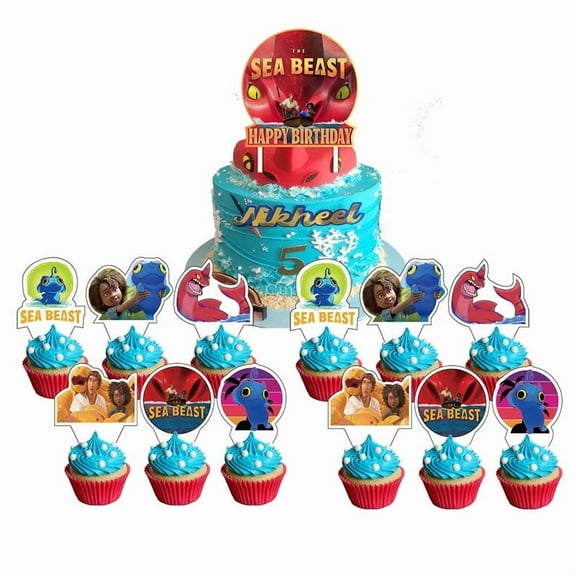 The Sea Beast Cake Topper CupcakeS Set Birthday Party Supplies Decoration Decor Kit
