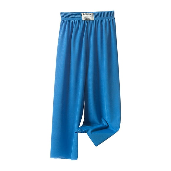 Huvoen Baby Girls' Single and Toddler French Terrys Jogger Pants Toddler Kids Baby Girls Fashion Cute Sweet Ice Silk Wide Leg Pants Trousers Pants Leggings Blue 4-5Years