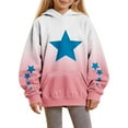 thumbnail image 2 of CYRBOKO Girls Fleece Hoodies, Long Sleeve Star Printed Gradient Fall&Winter Stretchy Sweatshirts with Pocket White Size 9-10 T, 2 of 7