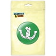 thumbnail image 1 of Horseshoes Crossed Green Pinback Button Pin Badge, 1 of 2