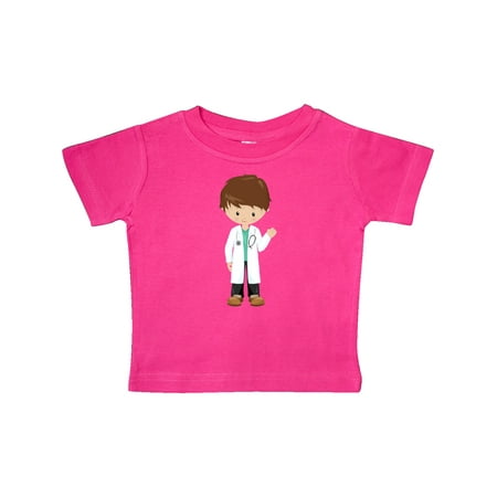

Inktastic Cute Boy Doctor Brown Hair Boy Wearing Lab Coat Gift Baby Boy T-Shirt