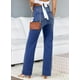 thumbnail image 2 of Vaqueros elegantes de pierna ancha para mujer, cintura alta, talla 18, azul oscuro, 2 of 4