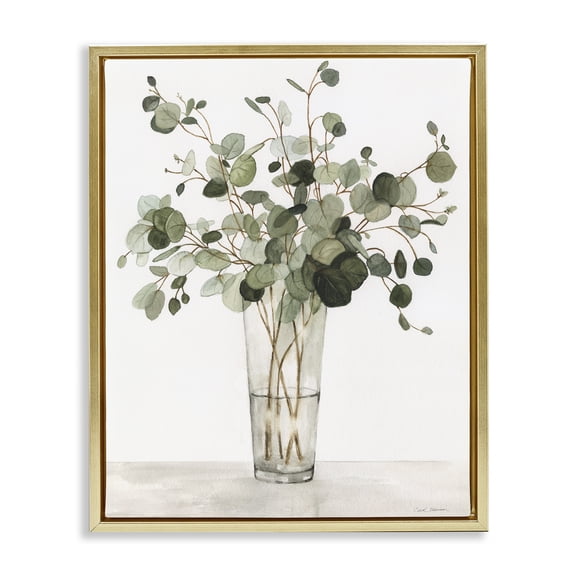 Stupell Industries Transitional Eucalyptus Herbs in Glass Gold Floating Frame Canvas Art, 17 x 21, by Carol Robinson