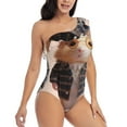 thumbnail image 3 of Cauagu Cute Mouse In Glasses Print Women's Sexy One Piece Swimsuits One Shoulder Ruffle Tummy Control Bathing Suit Slimming Swimwear-X-Large, 3 of 6