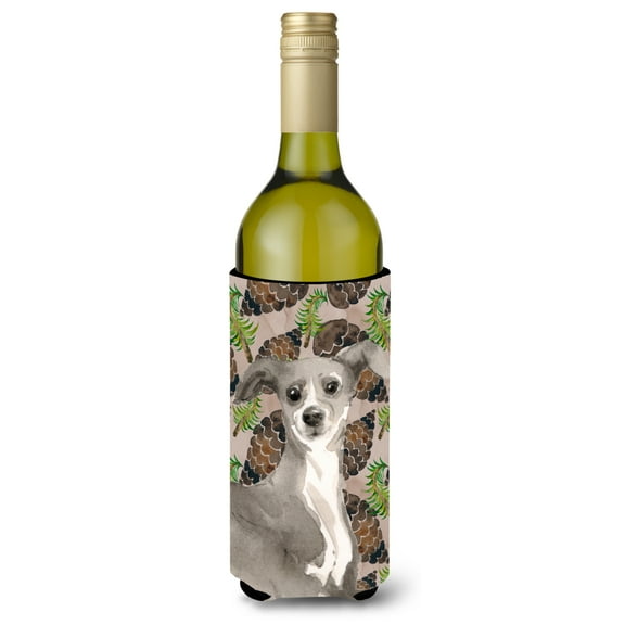 Carolines Treasures BB9597LITERK Italian Greyhound Pine Cones Wine Bottle Beverge Insulator Hugger  Wine Bottle
