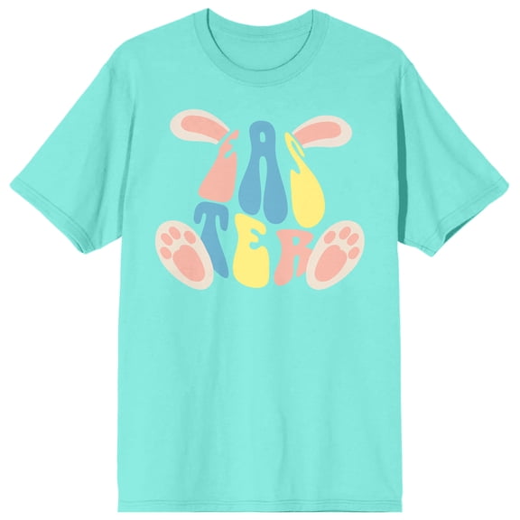 Soft Petal Easter Bunny Ears & Feet Crew Neck Short Sleeve Celadon Women's T-shirt-Medium