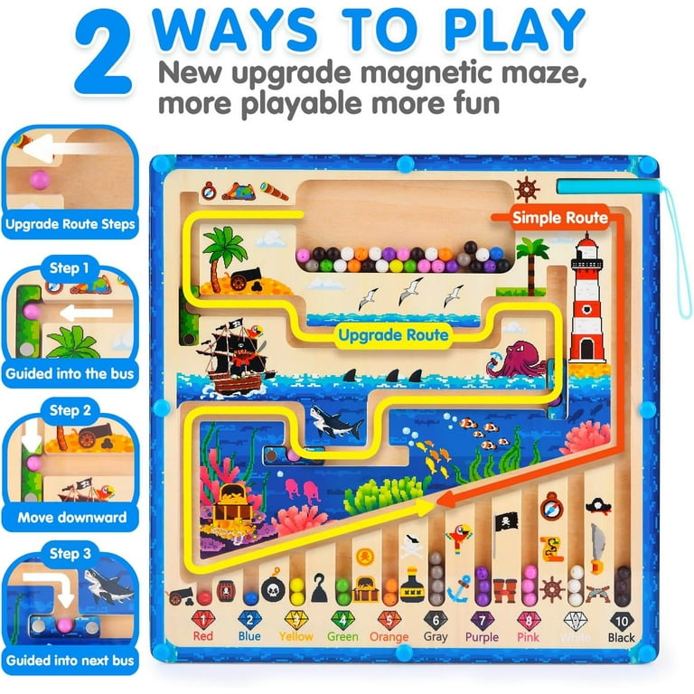 Magnetic Color And Number Maze - Toddler Toys For 3 4 5 Year Old