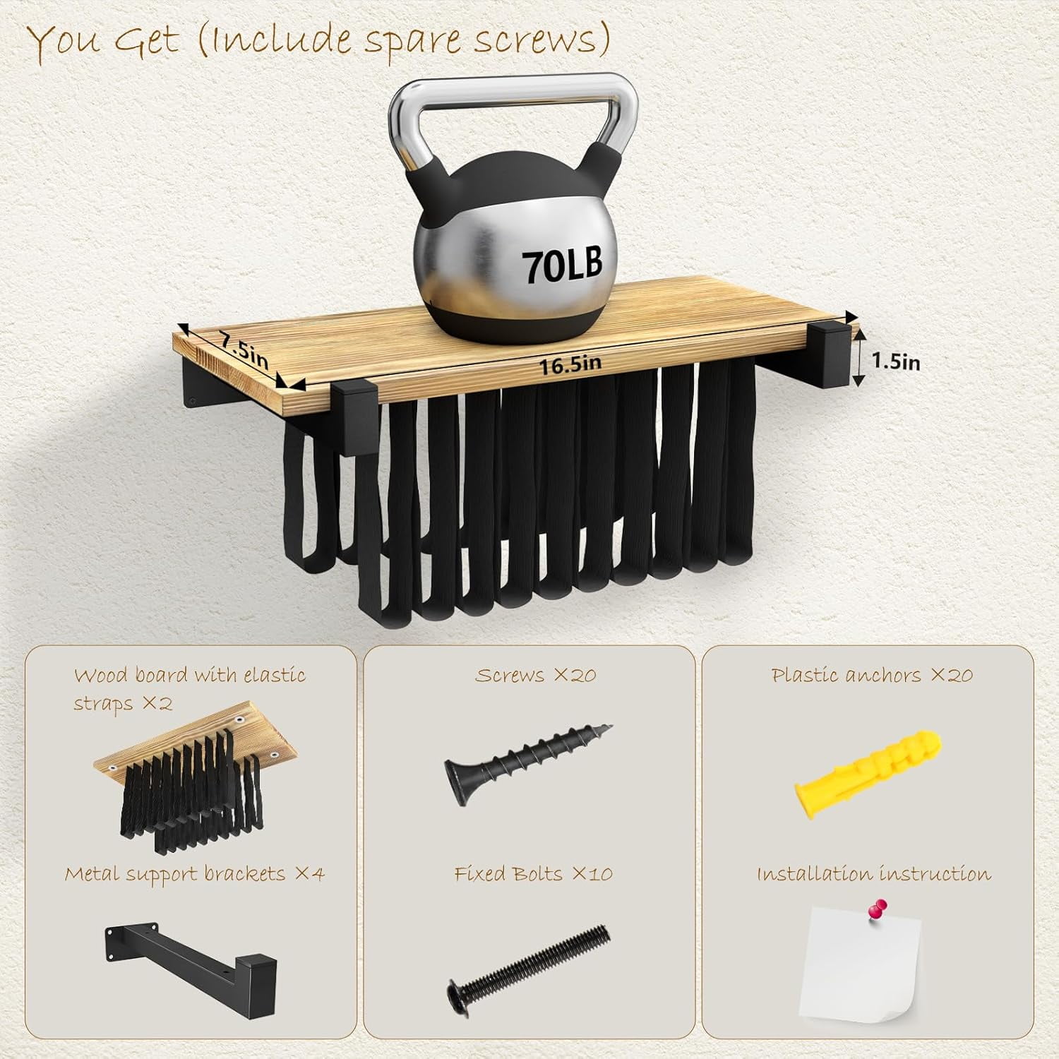 2 Set of Floating Bookshelf with Super Load-Bear Shelf Brackets, Paulownia Wood Invisible Bookshelf, Hanging Bookshelves for Wall, Unique Space Saving Wall Bookcase