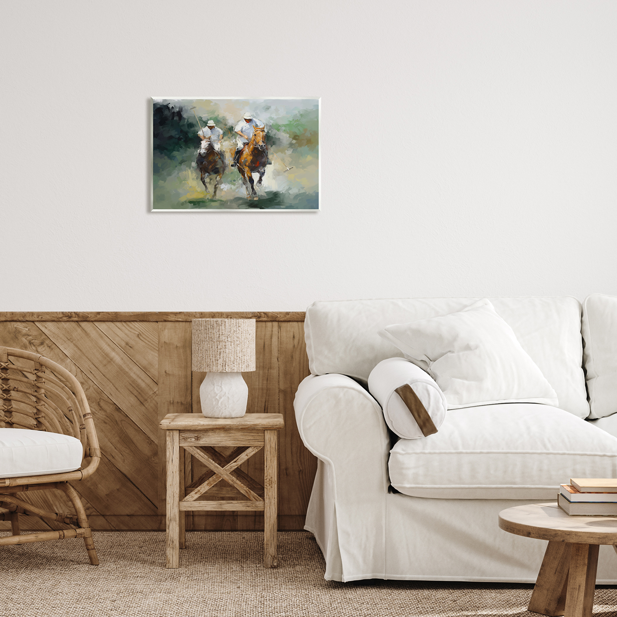 Stupell Industries Polo Players on Horses Sports Painting Unframed Art Print Wall Art, 19 x 13