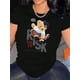 thumbnail image 2 of Creative Skateboard Bear Pattern Print Women's Fashion Trendy Round Neck Short Sleeve, Simple Casual Sports T-shirt, Comfortable Holiday Summer Top Women's Clothing, 2 of 8